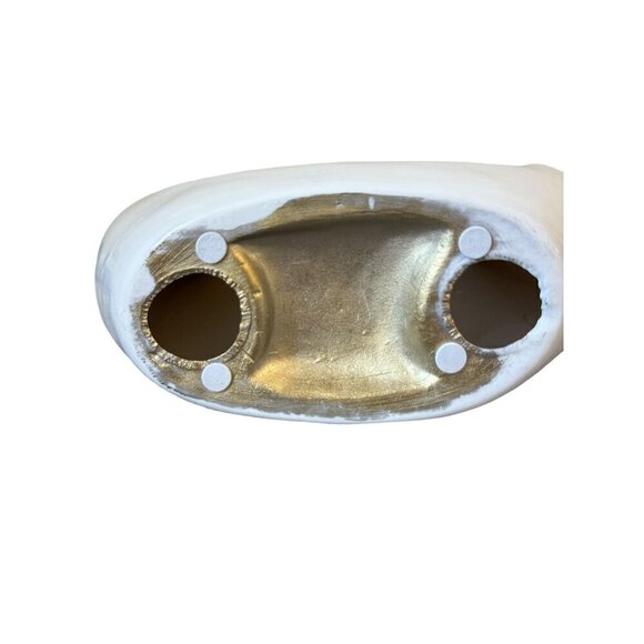 Modern Decorative Objects White Pearl and Gold Home Accent Art Ceramic 12.8" H - Picture 8 of 9